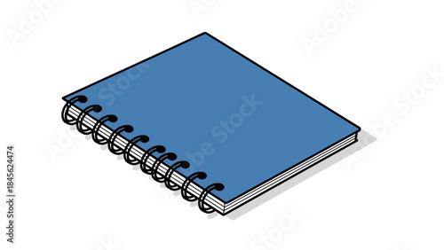 Illustration of a Spiral Notebook with Blue Cover