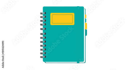 Spiral Bound Notebook with Tabs and Label Illustration