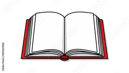 Vectorized Illustration of an Open Book with Red Cover