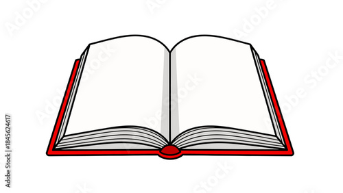 Vectorized Illustration of an Open Book with Red Outline