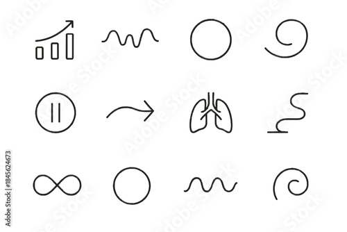 Loop icons wave calm icon breathing vector indicator symbol lung slow soft