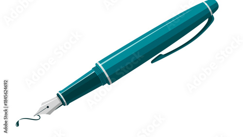 Vectorized Illustration of a Fountain Pen with Ink Flowing