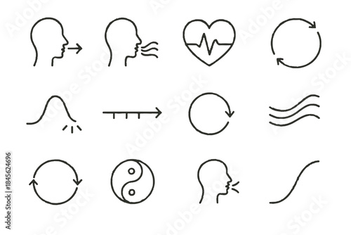 Soft icons flow inhale calm icon breathing curve breath expansion slow rhythm