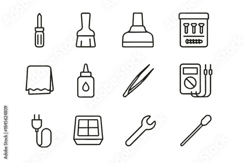 Icon tweezers screws appliance power wrench fix tools screwdriver vector vacuum cleaning