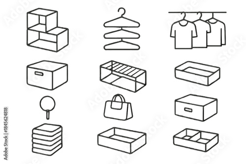 Hanger cubes rod tray stackable wardrobe vector drawer tiny organizer icon icons