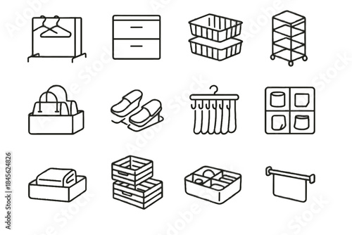 Rolling icon purse icons bin vector minimalist accessory clothing wardrobe crates drawers