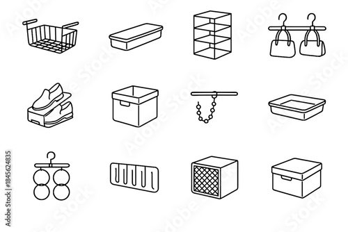 Shoe tiny wardrobe hook icon mesh organizer vector icons container purse bin