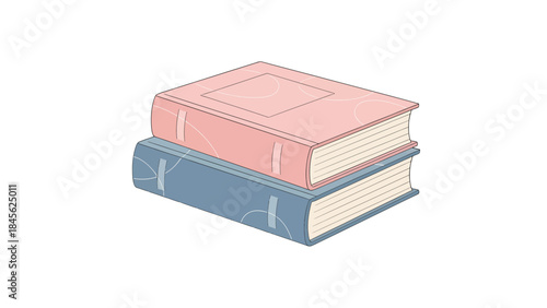 Vectorized Illustration of Two Stacked Books with Simple Designs