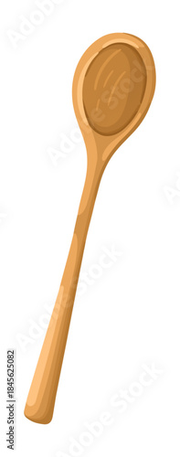Illustration of a Wooden Spoon. Cozy kitchen. Vector.