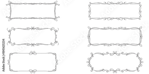 Elegant Frame Collection A set of exquisite ornamental frames, each uniquely designed with intricate patterns and elegant lines. These frames, in a sleek monochrome palette, add sophistication.