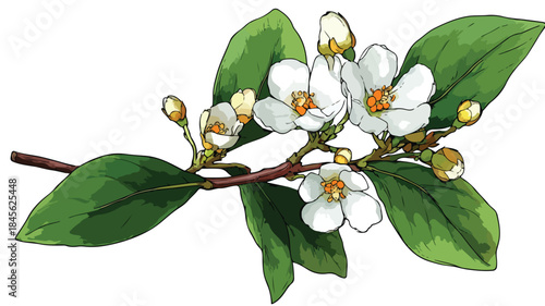 Stunning Plant with White Flowers and Green Leaves, Natural Botanical Image