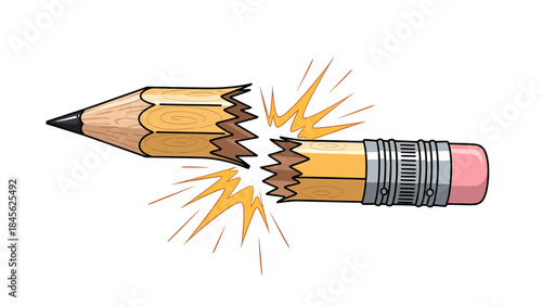 Broken Pencil with Sparks Illustration