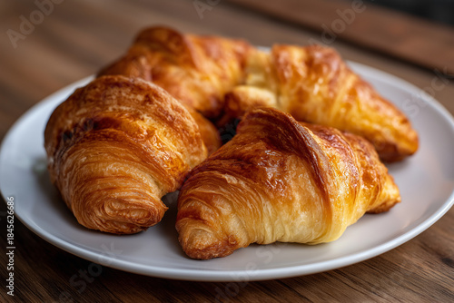 Wallpaper Mural A mouthwatering display of golden-brown croissants arranged on a plate, showcasing their flaky texture and inviting aroma, perfect for a delightful breakfast or brunch. Torontodigital.ca