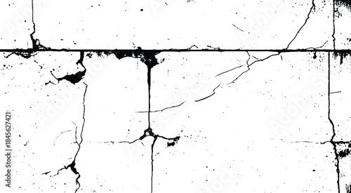 Cracked concrete wall broken wall at the outside cement corner that effected with earthquake and collapsed ground photo