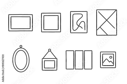 Minimalist picture frame and artwork icon set