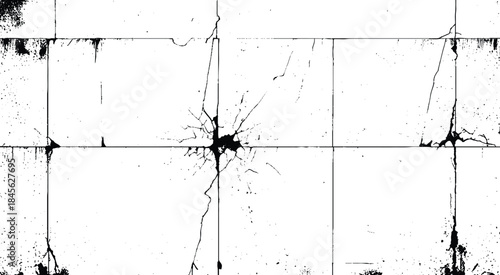 Texture of white dirty cracked wall. Small straight cracks. Direct fracture on painted surface. Cells fissure  photo.