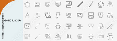 robotic surgery medical automation minimal line vector icon set