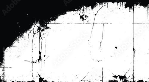 The black and white concept of a plain white plastered brick wall with cracks for backgrounds, patterns and textures for background