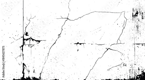 The black and white concept of a plain white plastered brick wall with cracks for backgrounds, patterns and textures for background