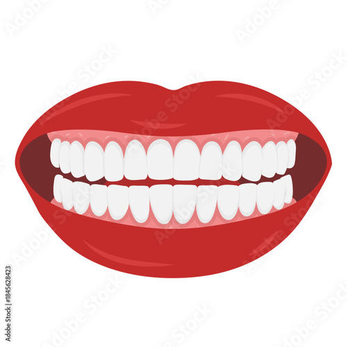 Hand-drawn dental illustration healthy gums and beautiful smile. Educational and promotional visual highlighting oral health, gum care, and dental hygiene