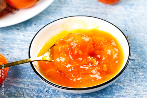 Fresh Persimmon Compote - Tender Juicy Fruit in Golden Syrup