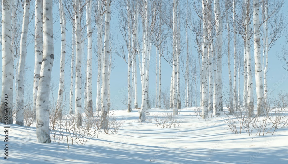 Fototapeta premium Blossoming Birch Forest: A Spectacular Display Of Fresh Foliage In Springtime, Perfect For A Serene Stroll Or Relaxing Picnic.