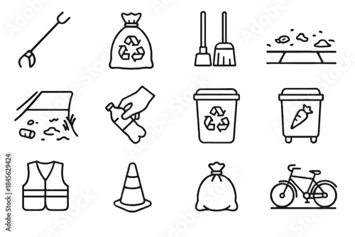 Icon littered garbage bag bottle vector tool before community icons gloved cleanup