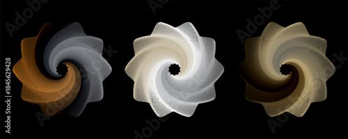 Radial lines with dots logo. Abstract Colorful Swirl Illustration in a round flower shape