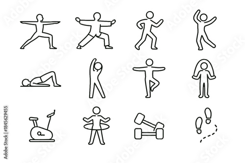 Pose wellness simple person body steps jump vector mind hoop light icon