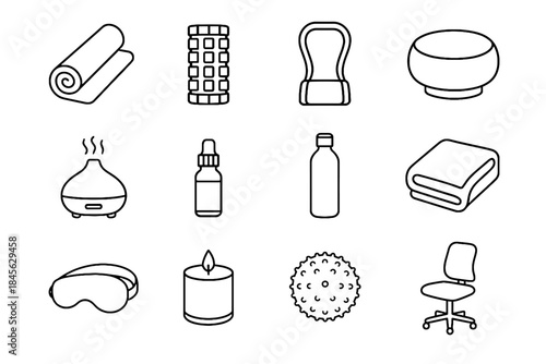 Icon candle vector rolled set resistance reusable sleep wellness diffuser cushion yoga