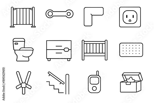 Icons cover home drawer safe lock chair safety icon child vector guard