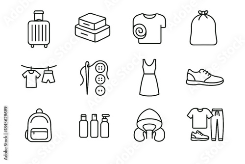 Outfit day line bottles icon vector toiletry versatile travel laundry icons sustainable
