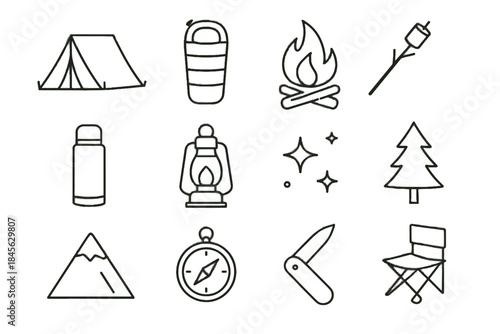 Sky lantern vector campfire sleeping free folding screen tree activity icon starry