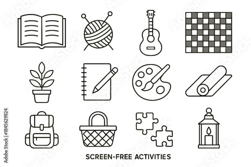Icon vector ball activity paint sketchbook pieces screen open picnic chessboard free