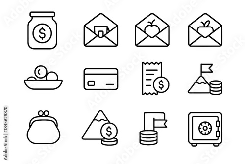 Envelope safe money vector minimalist goal simple icon outline icons purse mindfulness
