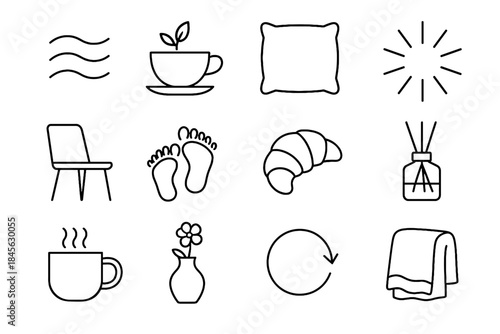 Pillow icon vector waves icons breathing simple cup morning barefoot soft tea