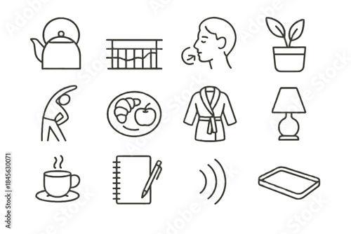 Lamp gentle tea calm circle morning rituals vector kettle light acoustic icon