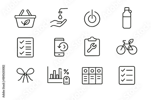 Mindful home sustainable maintenance simple pantry vector symbol icon checklist money living