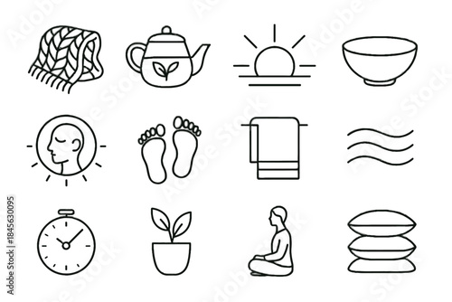 Icons blanket morning quiet vector barefoot moment calm icon symbol clean pot