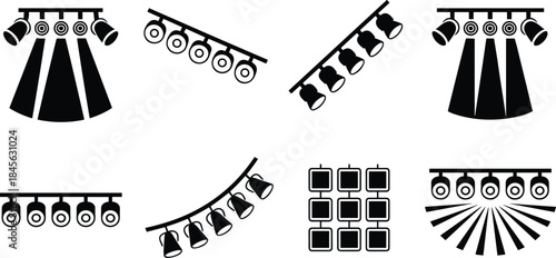 Black and White Stage Lighting Arrangements with Spotlights