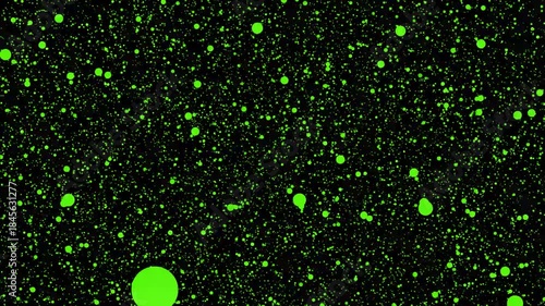 Winter night celebration design with bright water drops and green glitter star pattern