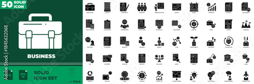 Business Solid Editable Icons set