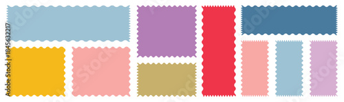 Set of Zigzag and colorful Shapes. Rectangular jagged curved box element.  Wave line and wavy zigzag pattern lines.Vector illustration.   