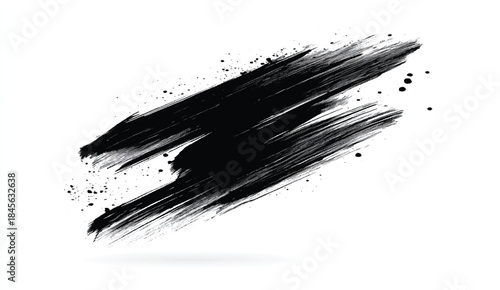 Abstract Brush Stroke Art. Black Paint Brush Vector. Minimal Brush Stroke Design. Rough Ink Stroke Illustration. Bold Vector Brush Art.