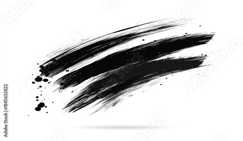 Black Brush Ink Design. Vector Brush Stroke Art. Artistic Black Ink Stroke. Textured Brush Stroke Art. Minimalist Black Vector.