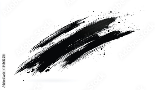 Black smear of mascara or acrylic paint isolated on a white background. Vector eps10