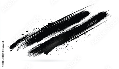 Black smear of mascara or acrylic paint isolated on a white background. Vector eps10