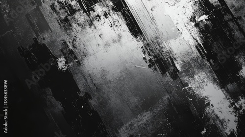 Abstract grungy surface presenting scratched metallic tones with bold diagonal dark brushstrokes, creating a distressed and textured backdrop for various design projects