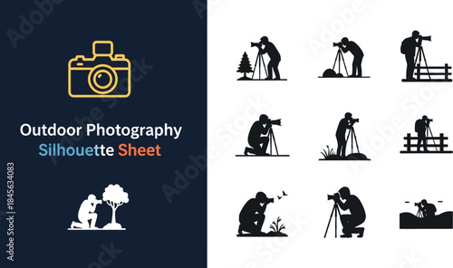 Collection of outdoor photography silhouettes showing shooting positions and settings