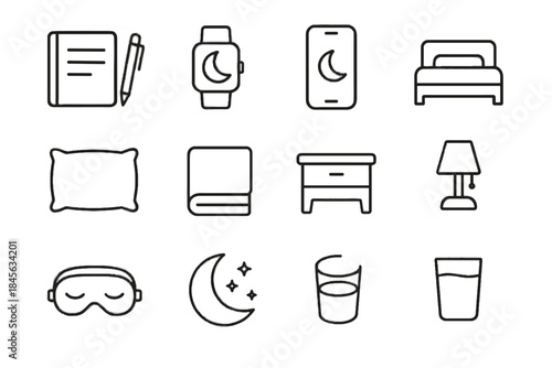 Journal app habits sleep eye icon digital icons vector moon bedside nightstand